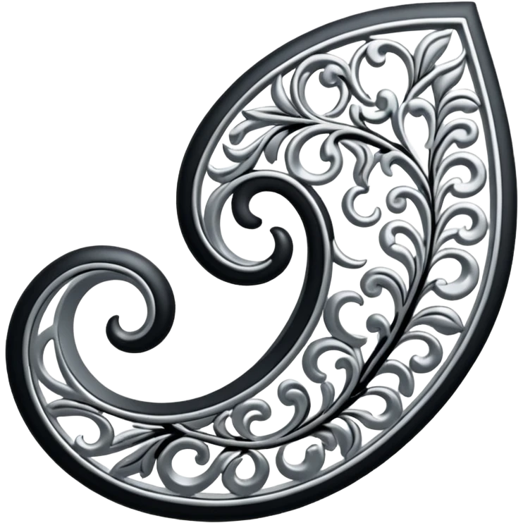 Black and silver filigree page divider, 3D, extremely detailed design emoji