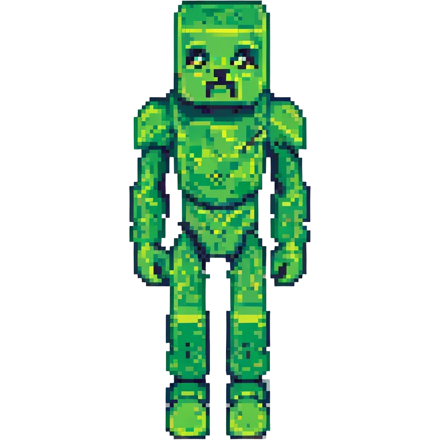 Minecraft creeper, standing, 3D isometric, bright green, blocky legs, classic look emoji