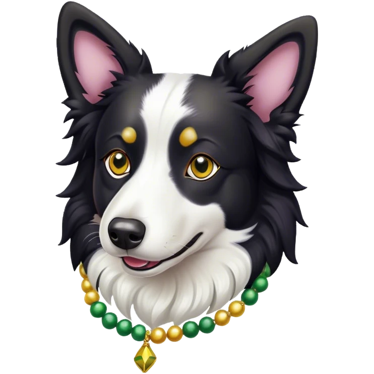 Black white border collie Mardi grass emoji