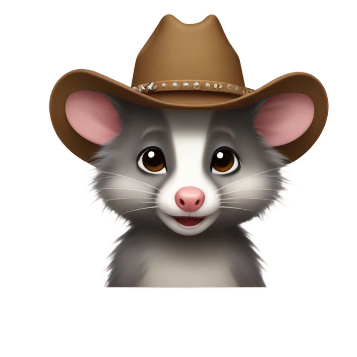 opossum with mullet and a cowboy hat  emoji