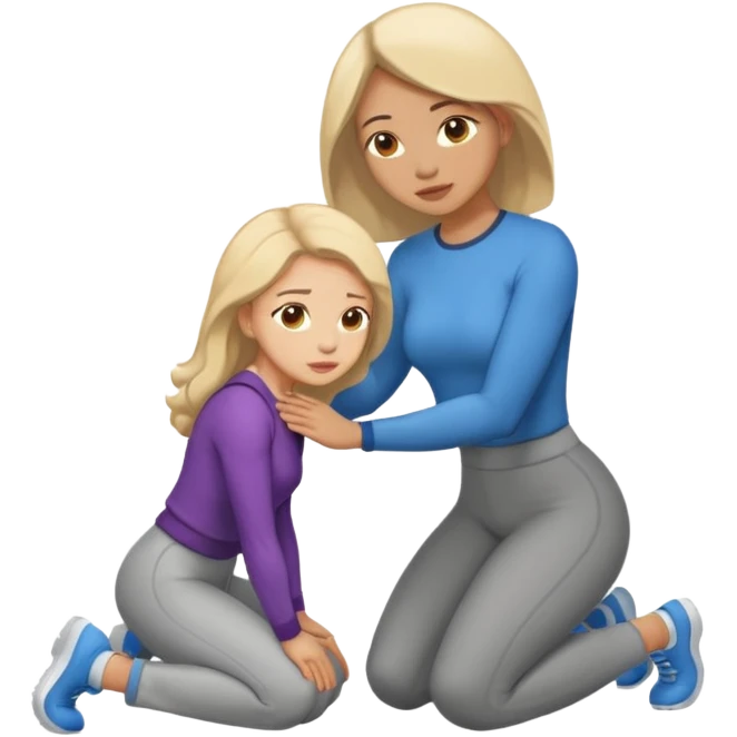 A woman on her knees for another woman emoji