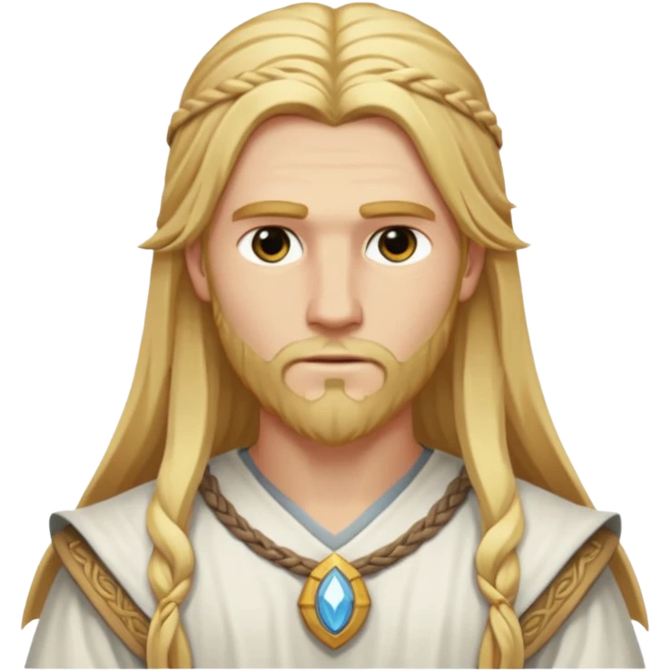 Baldr, The White God from Norse Mythology with long  golden blonde hair, white outfit emoji