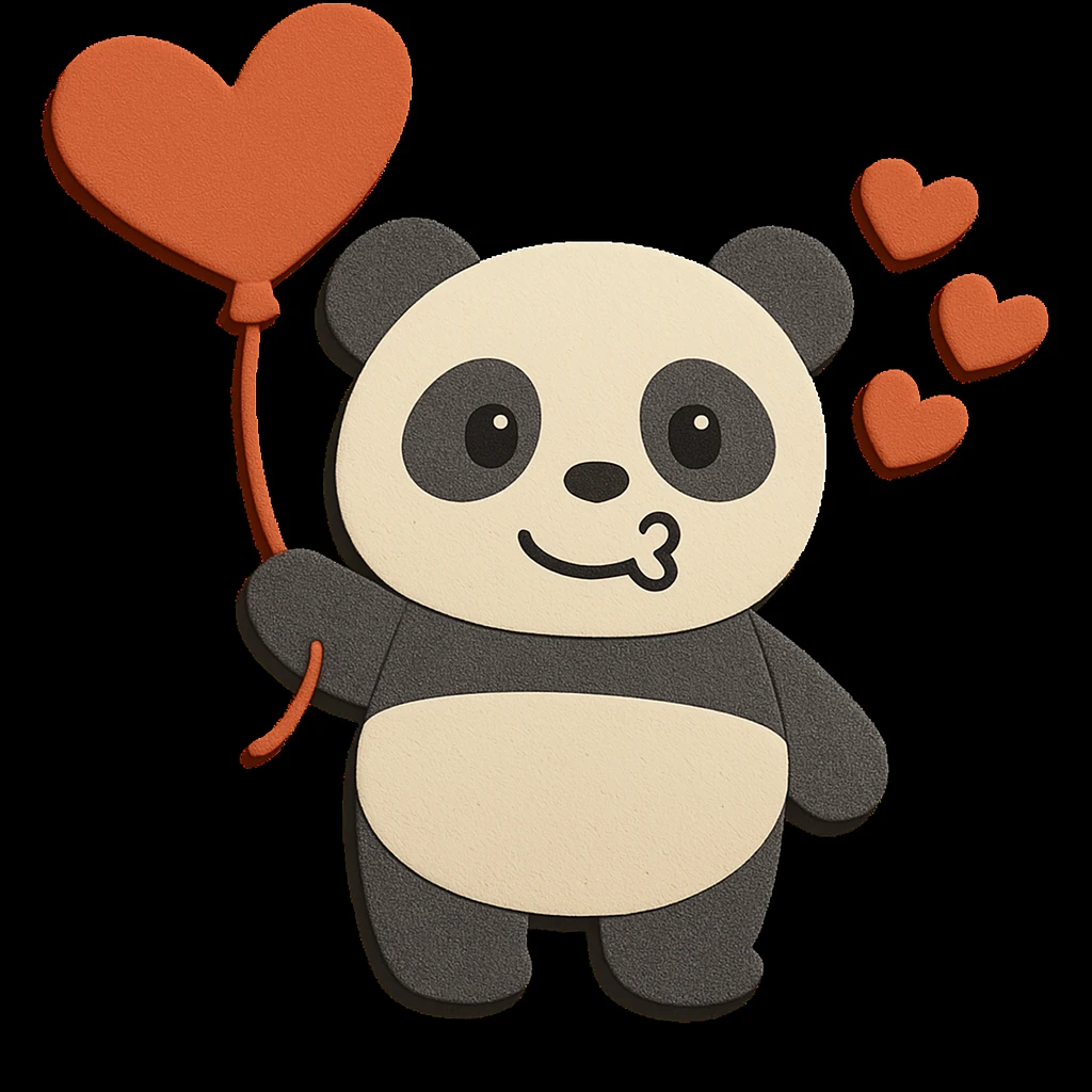 Keep the design unchanged, but edit the panda's eyes to look visually well-shaped and normal. Keep the laugh face and all other elements the same. emoji