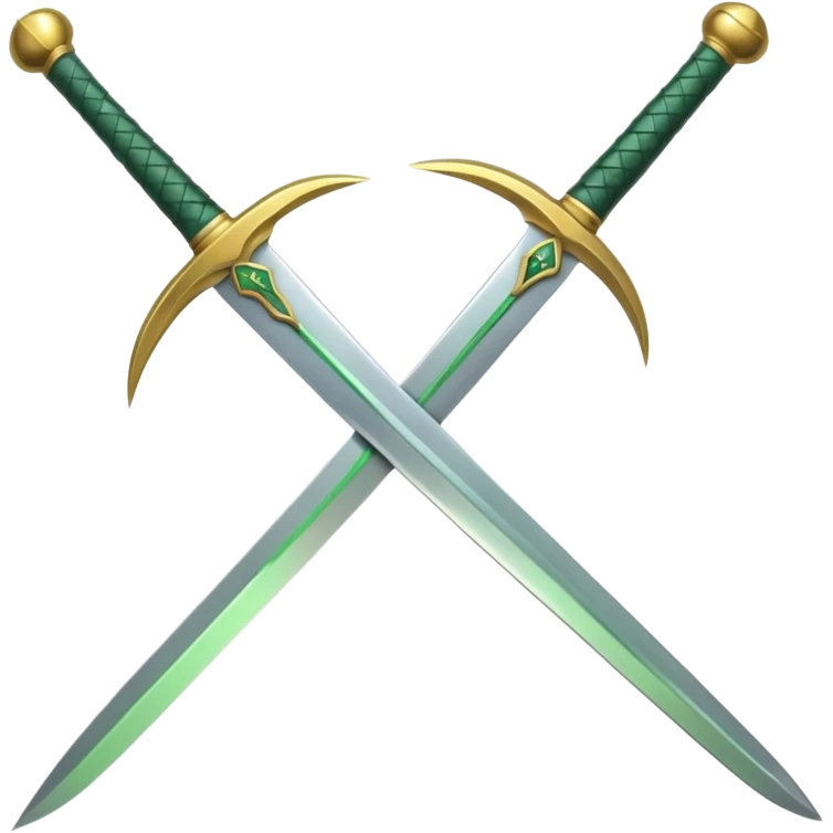 Double-edged arched sword with green color emoji