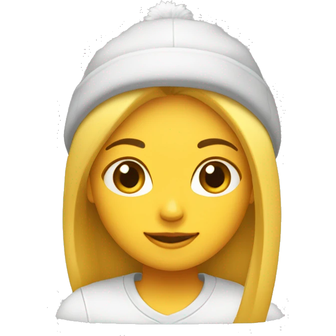 Chica con pelo largo rubio y un gorro de pelo blanco emoji