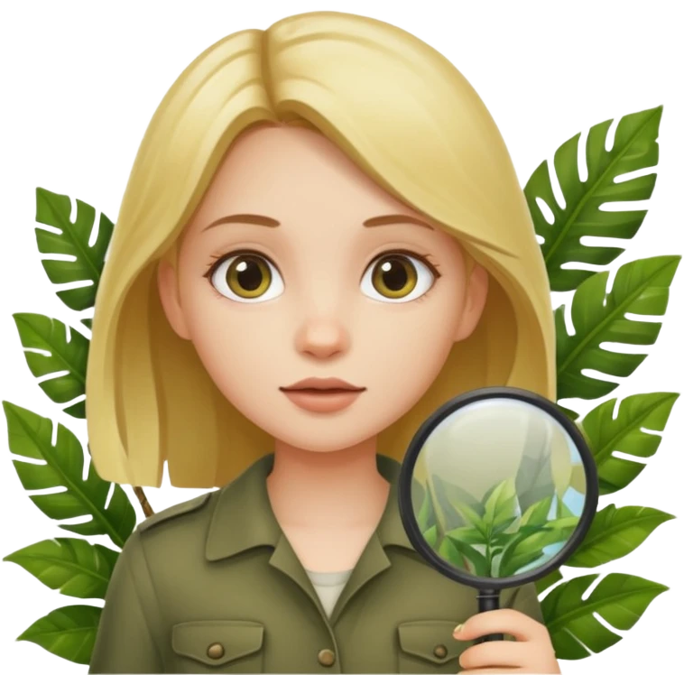 a girl with jungle and magnifying glass emoji