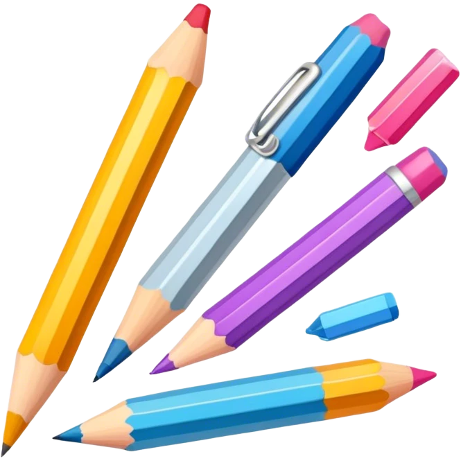 Illustration drawing icon, detailed linework, vibrant colors, artistic tools like pencils and brushes, clean lines, minimalistic design, transparent background. emoji