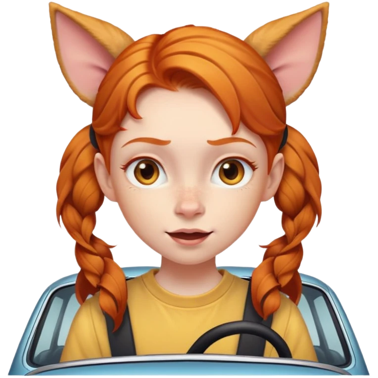 Ginger girl with car ears who is definitely up to no good  emoji