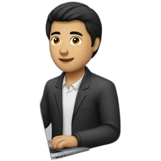 black hair central asian man with laptop emoji