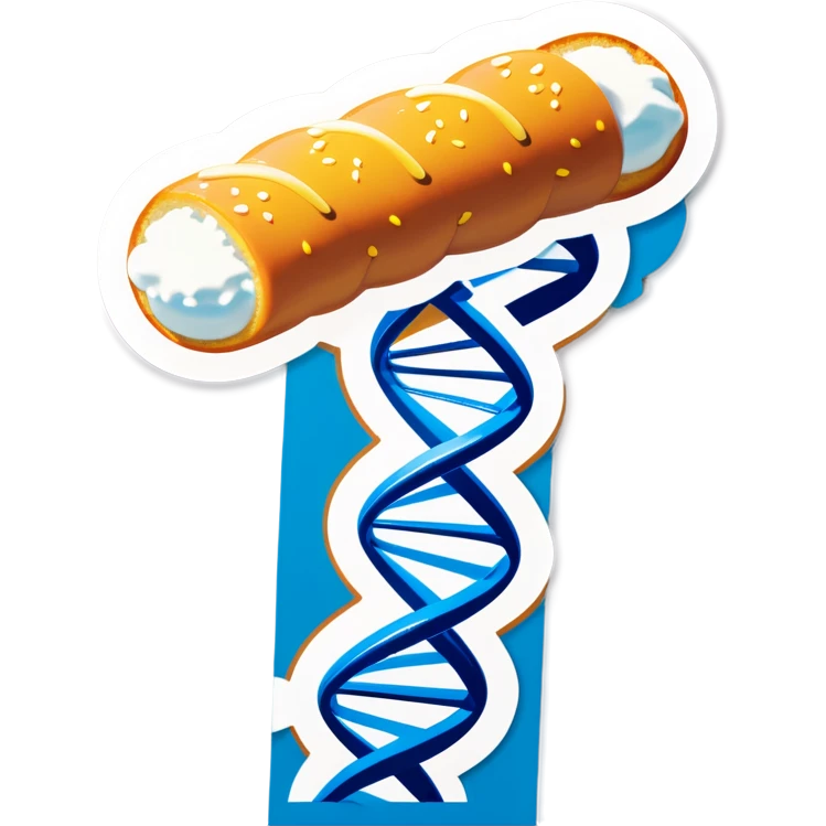 A strand of DNA dressed up like a scientist filled with Twinkie ￼cream ￼ emoji