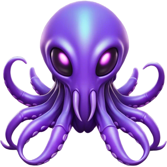Clash of Clans aesthetic: Cinematic Playful Zerg Alien Emoji, rendered in a 3D vector-style similar to standard emojis with minimal shading and bold, simplified shapes. A compact, isometric, otherworldly creature with insectoid, organic details and subtle, eerie tentacles, softly glowing with a sinister alien charm. Simplified yet unmistakably iconic, highly detailed and consistent, glowing with a soft, spectral radiance and high shine. Stylized with a touch of bio-engineered mischief and a soft glowing outline, capturing the essence of a fearsome extraterrestrial menace with a playful twist! emoji