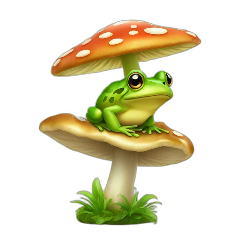 Frog on a mushroom  emoji