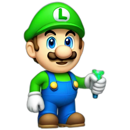 Luigi with a laser emoji