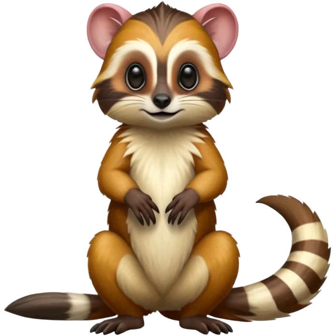 Colorful shiny hyper-realistic cute smooth soft fuzzy Tamarin-Numbat-hybrid (full body) emoji