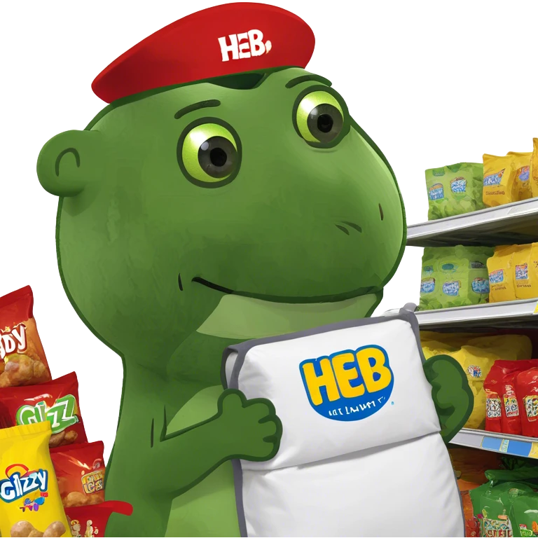 HEB buddy in a walmart uniform holding a glizzy  emoji