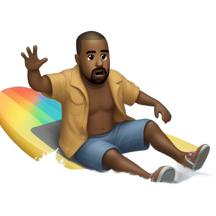 kanye west on a boogeyboard emoji
