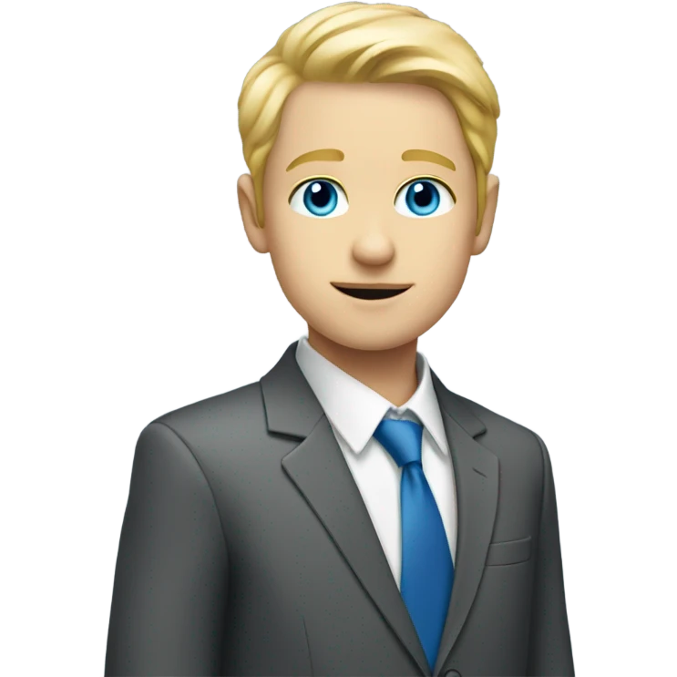 blonde boy with blue eyes in a suit emoji