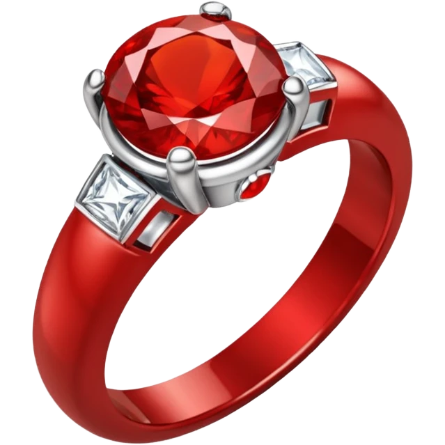 white jewelry ring with red stone emoji