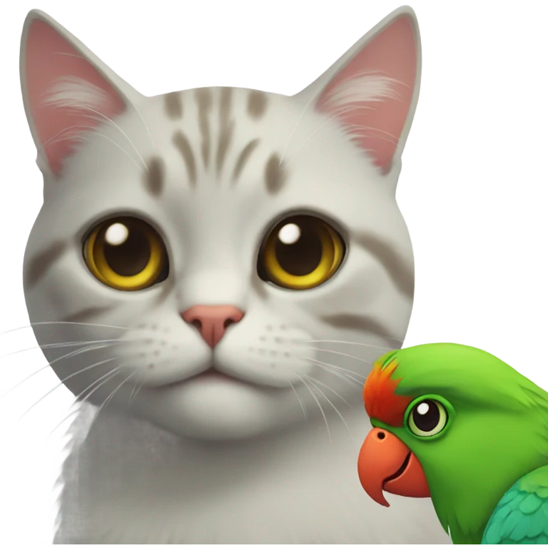 cat and parrot emoji