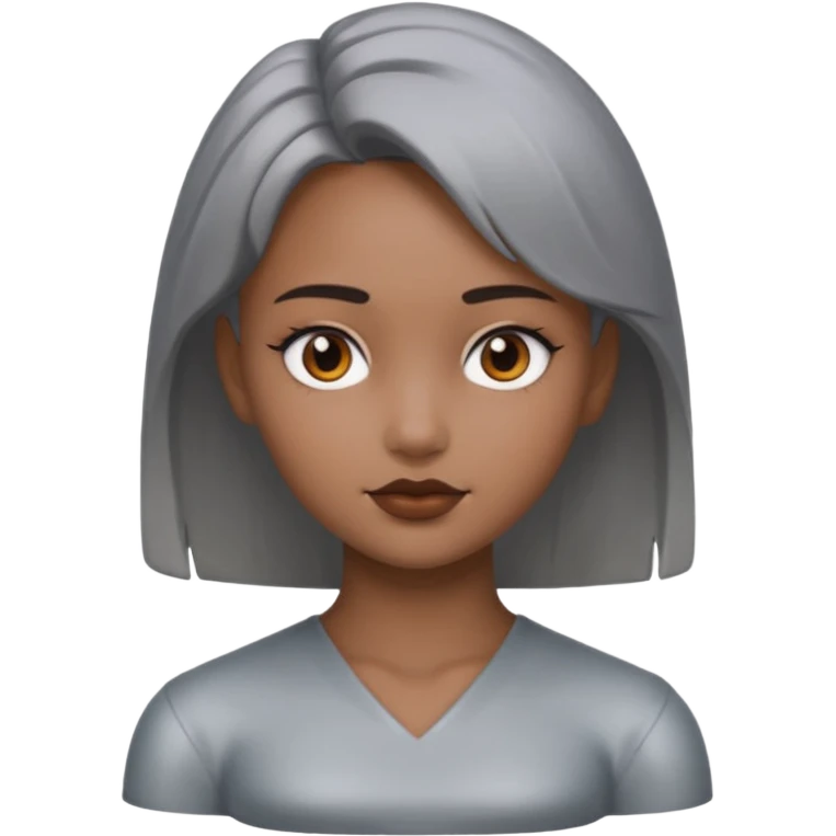gray metal painted girl bust face included no skin color emoji