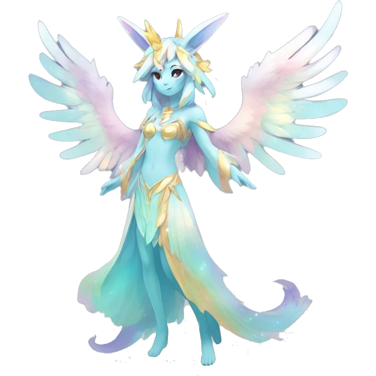 Anthro Sona Colorful Ethereal Pretty see Godly Celestial Shiny Fakemon Full Body emoji