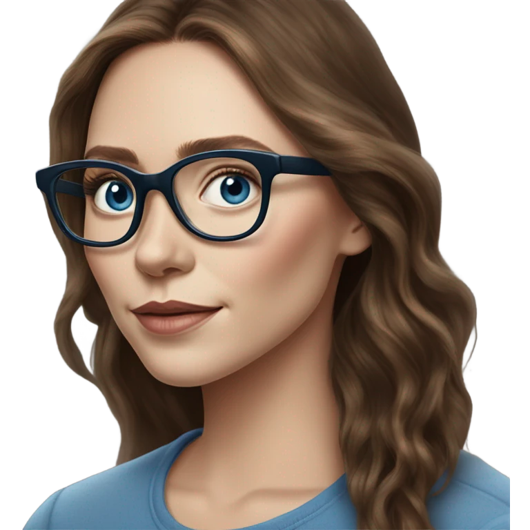 Hyper Realistic Elizabeth Olsen brunette blue eyes wearing glasses  emoji