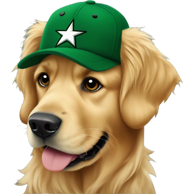 Golden retriever with dallas stars beanie emoji