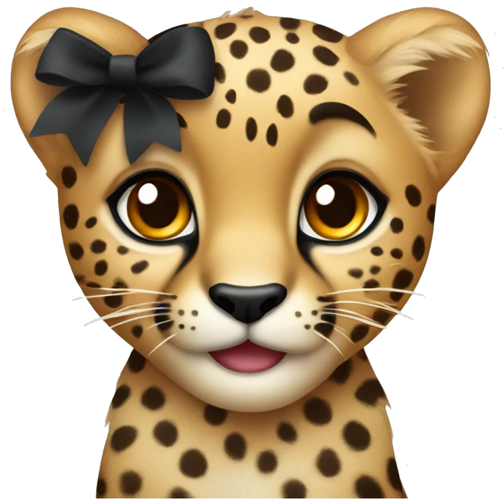 Cute cheetah with black bow emoji