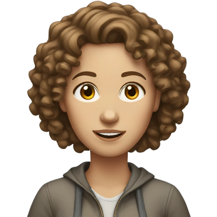 white woman with curly brown hair in casual clothes emoji