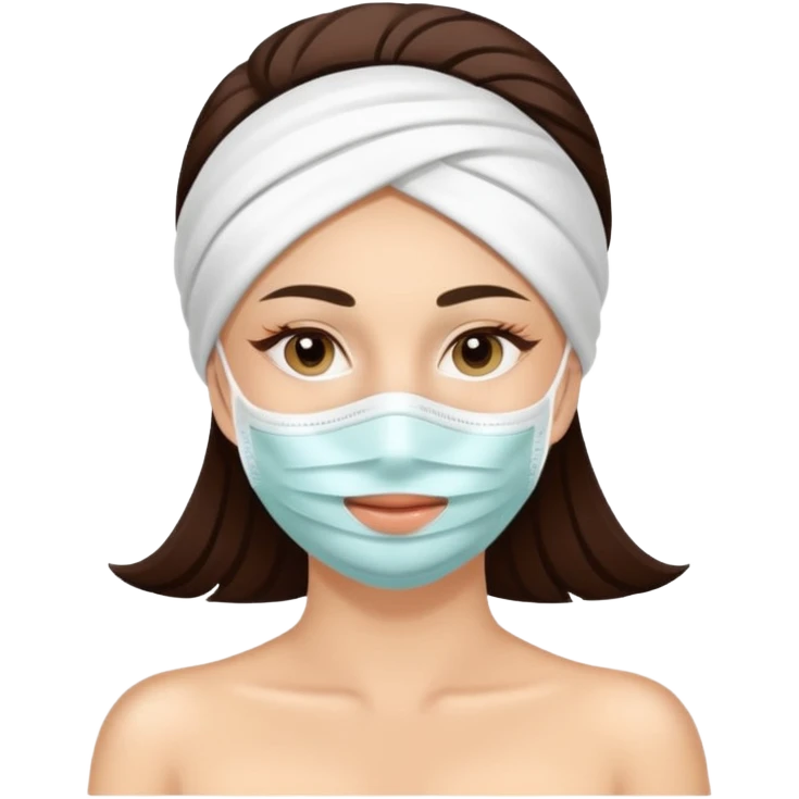 Lady with face mask spa beauty full face relaxing emoji