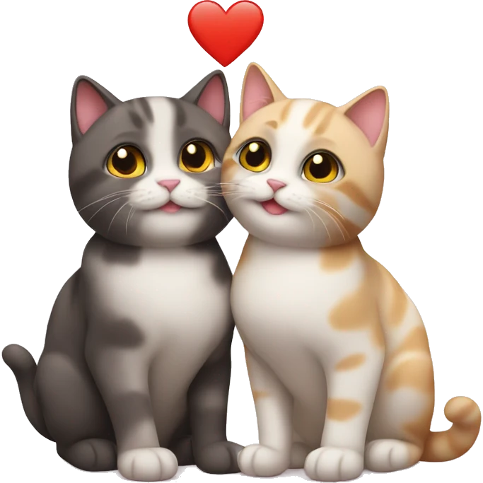 Two cute cats in love emoji