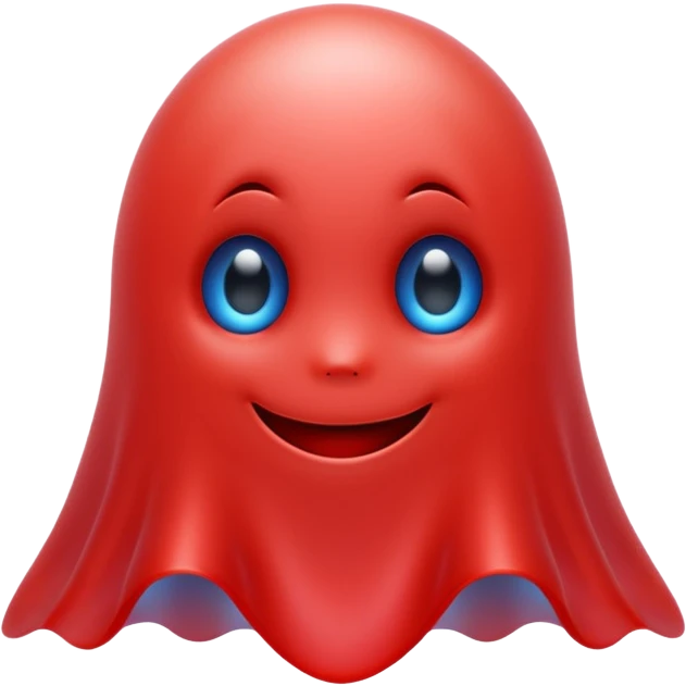 Cute red ghost character with blue eyes emoji
