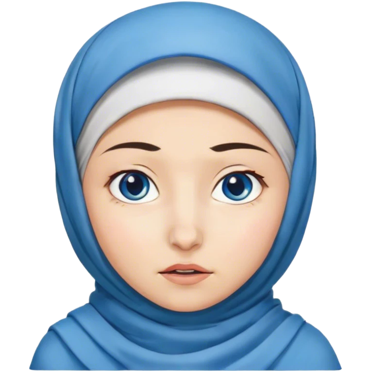 Turkish beautiful finish Konya girl blue eyes with hijab and islamic dress she’s Face Grimacing emoji