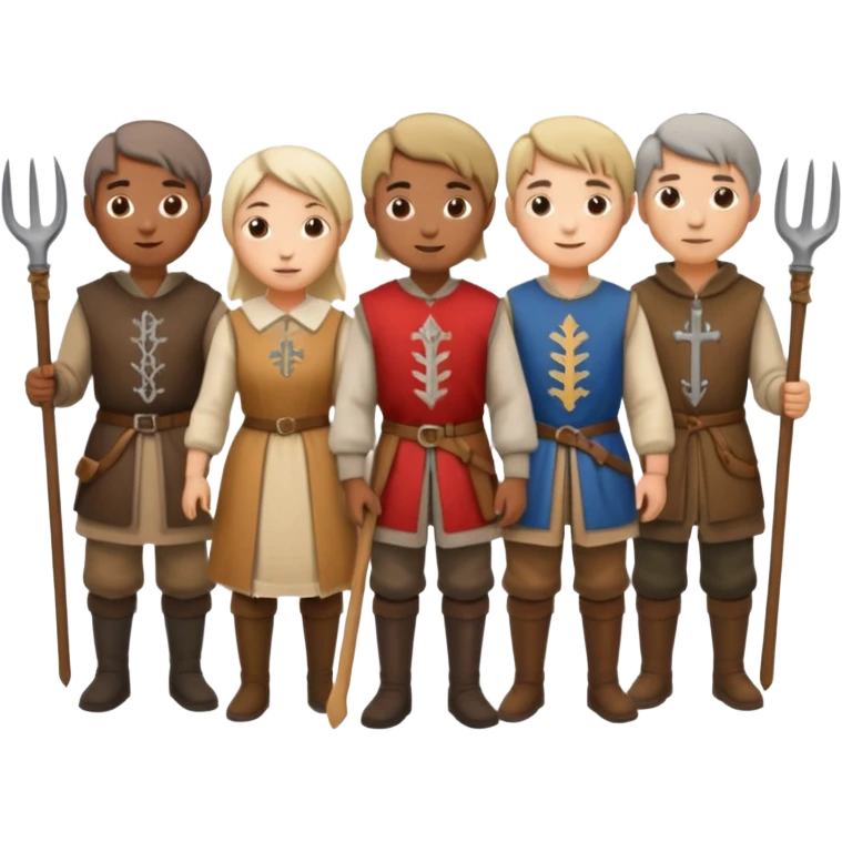 les villageois qui certains ont des fourches  sapé en moyen age emoji