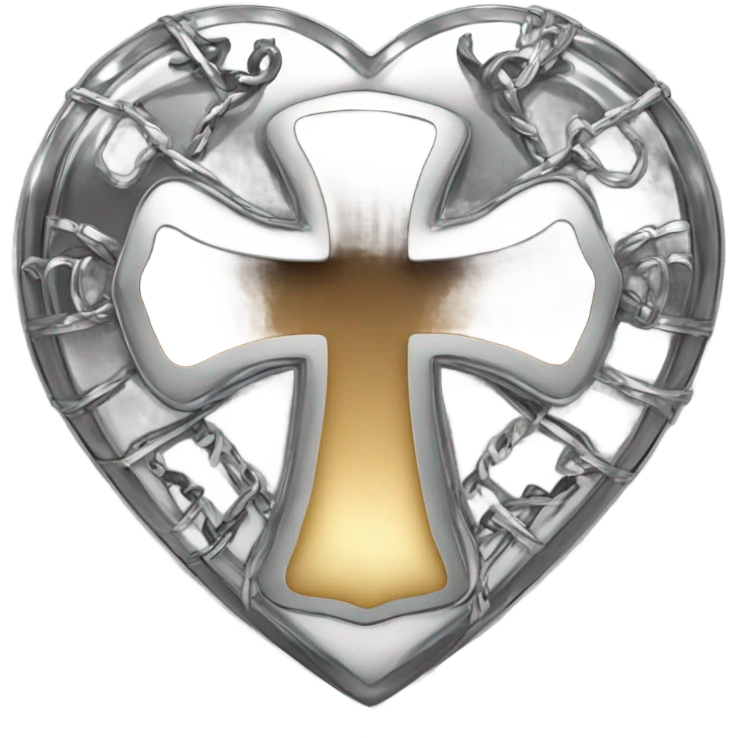 Chrome heart with cross emoji