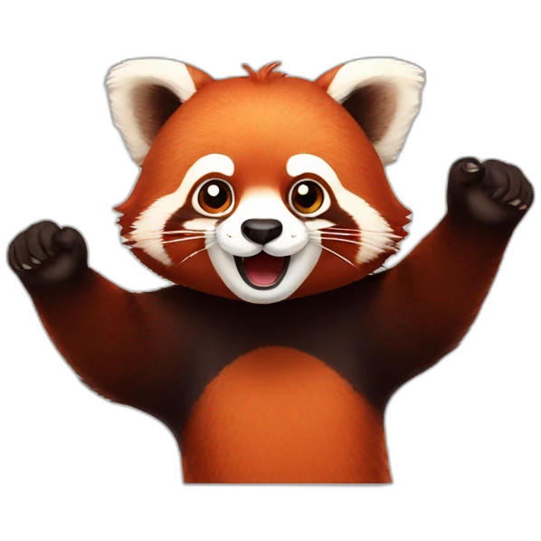 Red panda hands up emoji