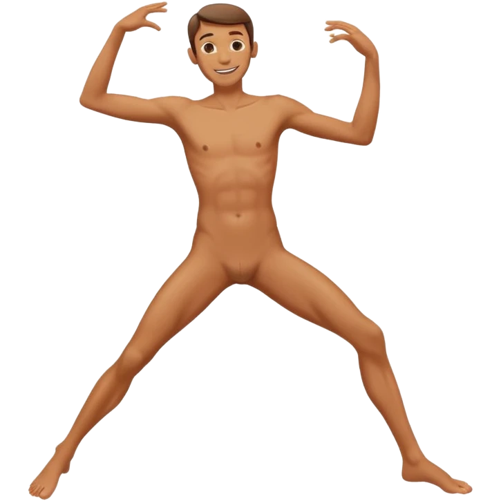 Skinny naked guy dancing happy emoji