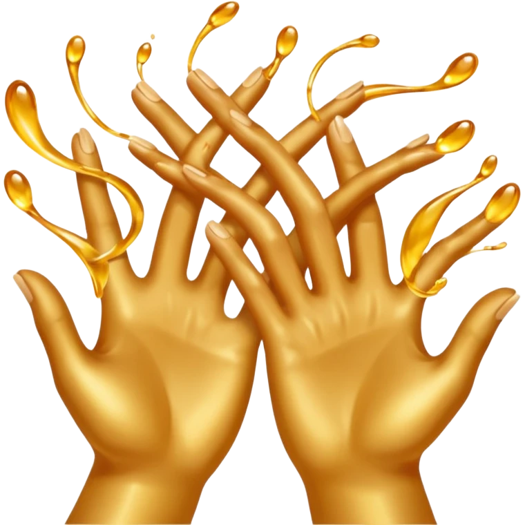 Golden liquid around the dancing hands emoji