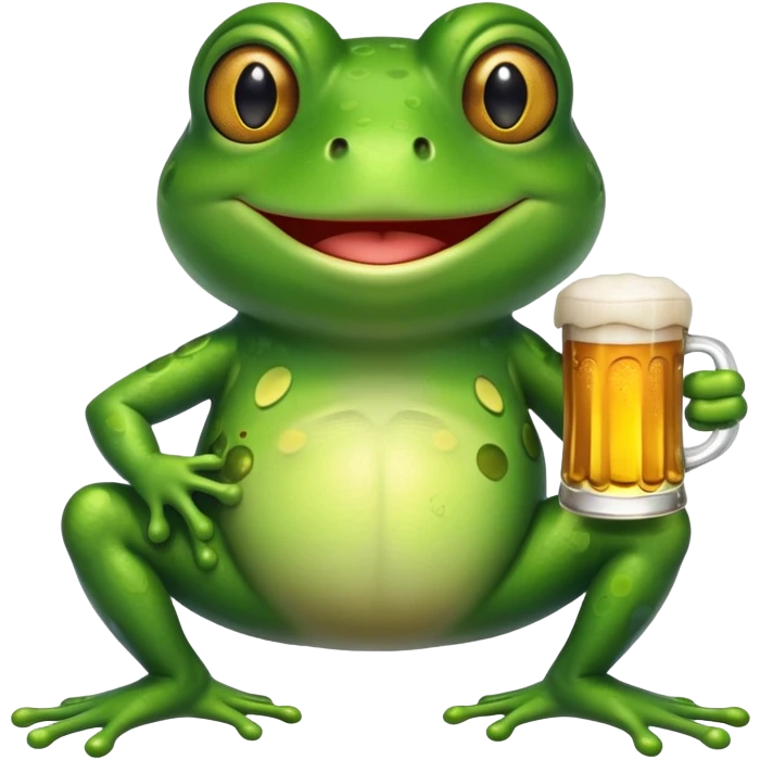 cartoon frog holding a beer mug emoji