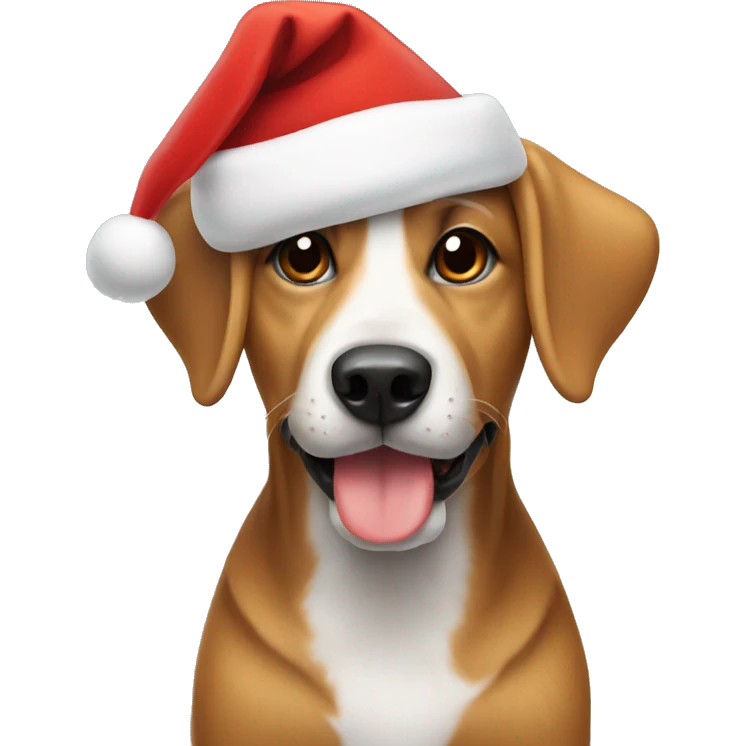 Dog wearing a christmas hat emoji