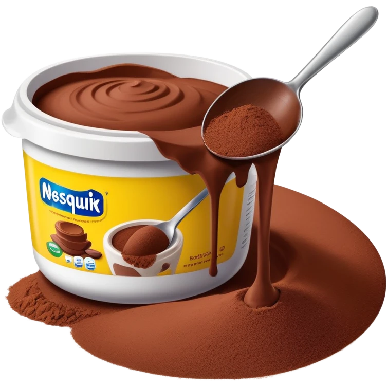Nesquik chocolate powder being scooped with a spoon from its container emoji