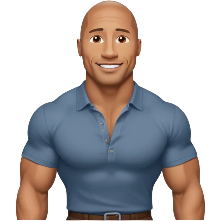 Draw Dwayne Johnson in a fitted shirt, muscular build & confident smile emoji