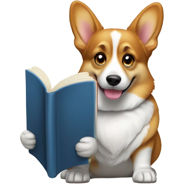 Corgi reading book emoji