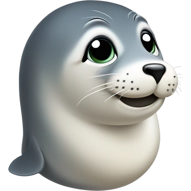 a cute seal head side on, turning it's head and looking forward emoji