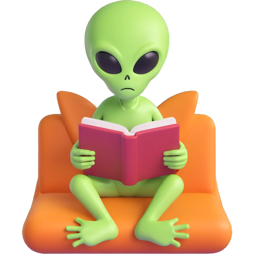 alien reading emoji