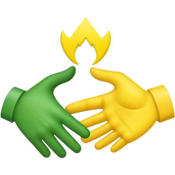 green hand and yellow hand, handshake emoji