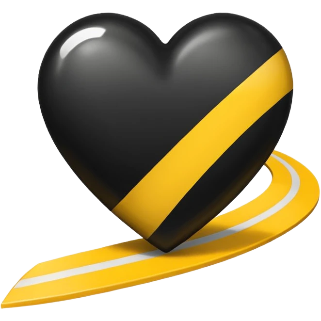 Black heart with yellow road stripe in center emoji