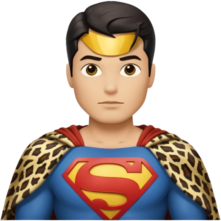 a superman wearing ancient animal skin cloth, half body, icon, yellow skin emoji