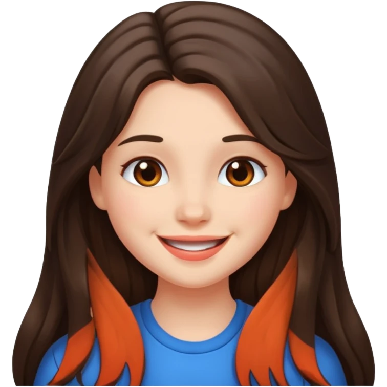 long haired brunette girl blushing a lot emoji