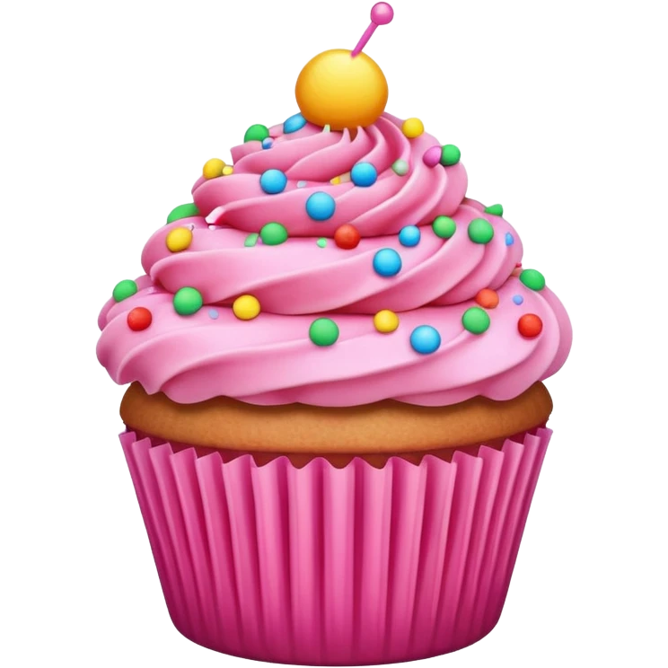 cupcake with pink icing with sprinkles emoji